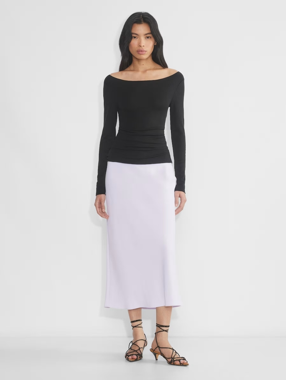 Aritzia Wilfred Devotion Skirt In Ice Lavender Midi Skirt